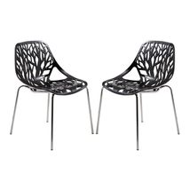 LeisureMod Modern Black Dining Chair Set of 2 with Chromed Legs - Stylis... - $1,987.57 MXN+