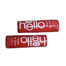 (2) Hello Moisturizing Vegan Lip Balm w/ Coconut Oil, Strawberry, New Sealed - £12.53 GBP