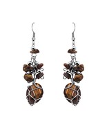 Wire Wrapped Tumbled Stone Healing Crystal Long Dangle Earrings - Womens... - $327.89 MXN