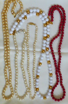 VTG lot of 5 Napier Marvella Gold tone Red White Pearl Faux strands Necklace - £23.54 GBP