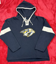 Nashville Predators Hoodie LARGE NHL Old Time Hockey Lace Up Pullover Sweatshirt - £38.83 GBP
