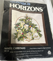 Vintage  Monarch Horizons White Christmas Reinardy Crewel Kit CR 33 cats dogs - £56.25 GBP