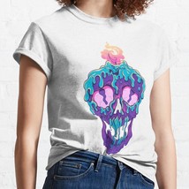  Psychedelic Skull White Women Classic T-Shirt - $16.50