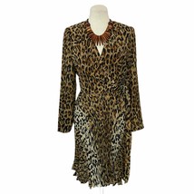 Chetta B Peter Noviello Sherrie Bloom Leopard Wrap Dress Size 6 - £51.42 GBP