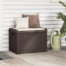 vidaXL Patio Storage Box with Seat Cushion Brown 33 gal PP - £188.63 GBP