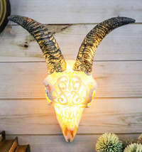 Rustic Tooled Filigree Bighorn Sheep Young Ram Skull LED Light Wall Decor Plaque - £39.95 GBP