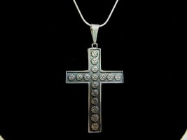 Estate Sterling Silver Religious Cross Crucifix Pendant &amp; Necklace 12.4g E3753 - £35.03 GBP