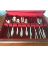 33 pc Interpur INR5 Stainless Flatware Brushed Beaded Handle &amp; Wood Case... - £175.28 GBP