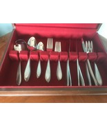 33 pc Interpur INR5 Stainless Flatware Brushed Beaded Handle &amp; Wood Case... - $303.96 CAD