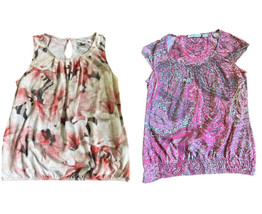 Liz Claiborne Womens Tops Petite S Cotton Lot Of 2 Floral Paisley Spring... - $19.75
