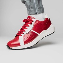 Lyon Genuine Ostrich and Calfskin Fashion Sneaker Red / White image 7