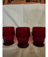 3 Anchor Hocking Royal  Ruby Red 9 oz Georgian Glasses Tumblers - $27.14 CAD
