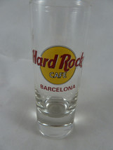 Hard Rock Cafe Barcelona shot Glass classic logo circle & red lettering - $7.91