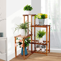 Wood Corner Shelf Plant Stand Indoor Outdoor Potted Holder Planter Flowe... - $65.99