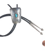 Vintage Navajo hand stamped sterling and turquoise bolo tie - $123.75