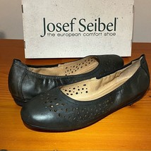 Josef Seibel Pippa 29 black leather perforated ballet flats in nesty oil burnish - $28.05