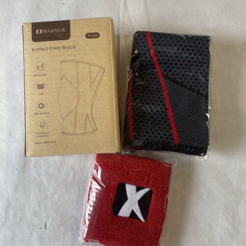 Primary image for Marnur Knitted Knee Brace Size Medium Soft Breatheable High Elasticity Red/black