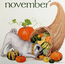 Pug Thanksgiving November Dog Days Poster Calendar 14 x 11&quot; Art Leigh DW... - £23.76 GBP