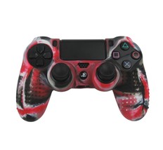 Silicone Grip Red Swirl Case Shell Cover Non Slip For PS4 Controller  - $7.99