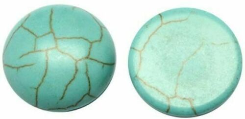 10 Turquoise Cabochons 6mm Flat Backs Circle Flat Back Blue Green Veined Lot