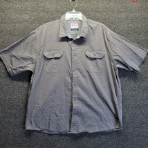Wrangler Button Down Collared Shirt Men&#39;s Sz 2XL Dark Gray Comfort Flex - £9.14 GBP