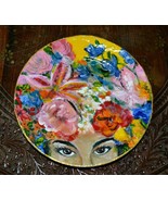 Unique Hand Painted Porcelain Decorative Plate &quot;Girl with Flowers&quot;. Signed - $35.54