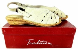 Tradition Italy Catia Womens Sandals Slingback Size 7W Leather Upper Man Made - £22.95 GBP