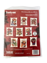 Janlynn Christmas Cross Stitch Ornaments Bundles of Bears Set of 9 Vintage 1994 - $18.77