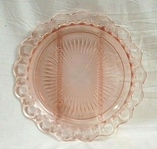 Lace Edge Pink Anchor Hocking 30s Depression Glass 3 Part Relish Dish Old Colony - £33.92 GBP