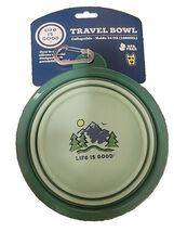 Life is Good Dog Collapsible Bowl Lid Water Food Travel 34 oz Silicone G... - €17,29 EUR