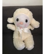 Vintage Eden Lamb Baby Sheep Plush White Bow Rattle Infant 6” - $24.99