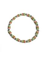 Heishi Beaded Stretch Anklet, Green Pink Silver Color, Bohemian Style - €5,10 EUR