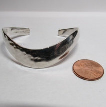 All Solid 925 Sterling Silver Cuff Bangle Bracelet Hammered Design Mexico 19gr - £39.50 GBP