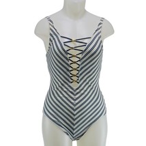 BLEU ROD BEATTIE Women&#39;s Swimsuit 1 Piece Blue White Diagonal Stripe Size 4 - $25.19