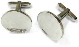 Hickok Concave Cufflinks Silver Tone USA Tux Shirt Dress Suit Vintage - £22.20 GBP