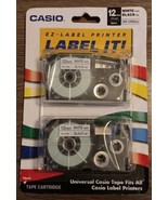 Casio Tape Cartridges 12mm XR-12WE2S for EZ - Label Printer LABEL IT!  - $8.00