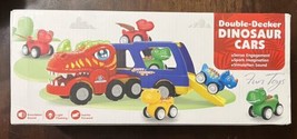 DOUBLE-DECKER Dinosaur Toy Cars -Sound &amp; Lights Pull Back To Go! New In Box - £13.69 GBP