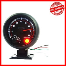 Universal 3.75&quot; Tachometer Gauge with Red Shift Light for Gasoline Engines - $37.82