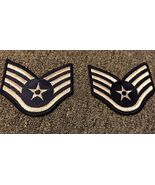 1 PAIR 1976-1993 SEW ON USAF Air Force Rank Patch STAFF SERGEANT E-5 BLU... - $290.42 MXN