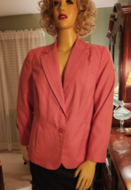 Dressbarn Blazer Jacket Womens Sz 16W Bubblegum Pink Long Sleeve Collared Lined - £27.68 GBP