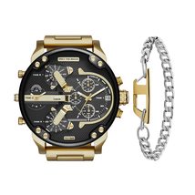 Diesel Mr. Daddy 2.0 Stainless Steel and Leather Chronograph Men&#39;s Watch, Color: - £136.23 GBP+