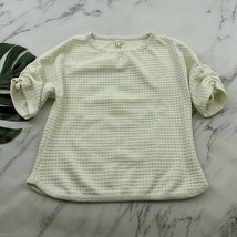 Max Studio Womens Knit Top Size S Cream White Oversize Boxy Fit Check Sq... - $349.68 MXN