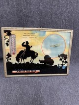 Vtg Art Deco Land Of The Free Reverse Painted 5”x7” W/THERMOMETER Smithton, Mo - £66.55 GBP