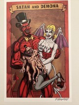 Frank Forte Satan And Demona Print  7”x11 Signed With COA Sexy  Pop Surrealism - £11.19 GBP
