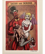 Frank Forte Satan And Demona Print  7”x11 Signed With COA Sexy  Pop Surr... - £11.01 GBP