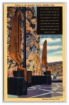 Figures of the Republic Boulder Hoover Dam boulder City NV UNP Linen Postard V4 - £2.09 GBP