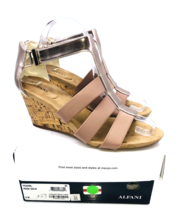 Alfani Pearrl Cork Wedge Strappy Sandals- Rose Gold Metallic &amp; Tan, US 8M *used* - £13.83 GBP