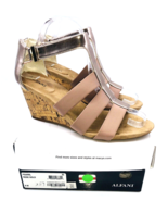 Alfani Pearrl Cork Wedge Strappy Sandals- Rose Gold Metallic &amp; Tan, US 8... - £13.78 GBP