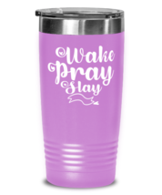 Wake Pray Slay, light purple Tumbler 20oz. Model 60046  - £23.97 GBP