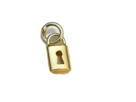 Small Lock 14k Yellow Gold Charm pendant - £161.16 GBP